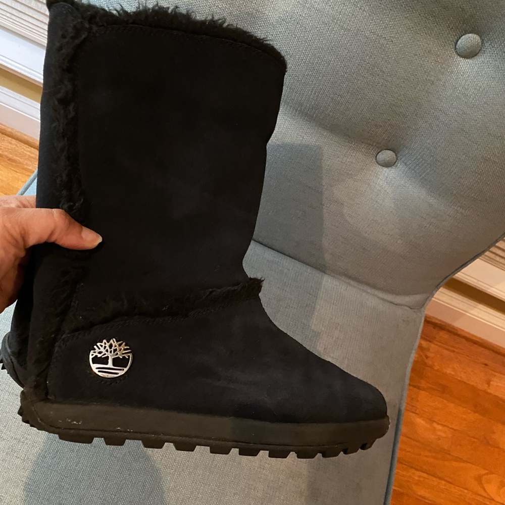 Last Call Black Faux Fur Suede boots- Timberland